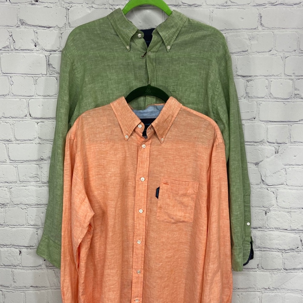 Pair of Faconnable 100% linen long sleeve shirts L